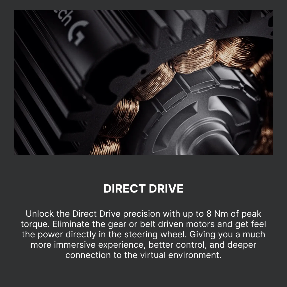 Logitech G RS50 System 8 Nm Direct Drive Base with Steering Wheel and Table Clamp